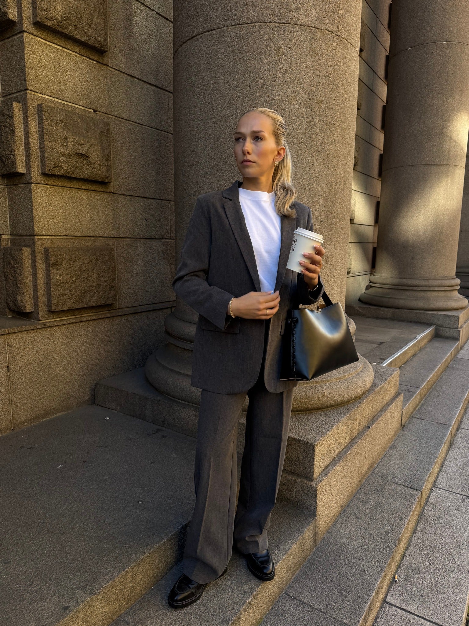 OBJSIGRID Trousers - Medium Grey Melange